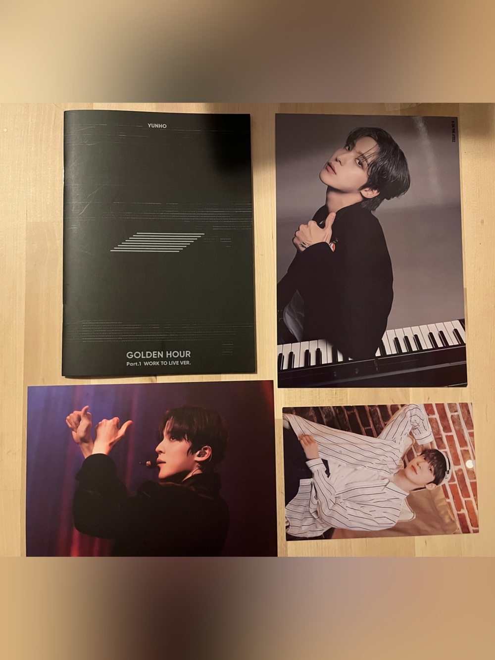Yunho of Ateez OFFICIAL Photobook, postcard & glossy photo package -Golden Hour